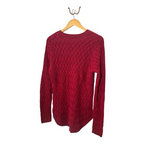 Jeanne Pierre Women's Red Cable Knit Long Sleeve Pullover Sweater - Picture 4 of 5