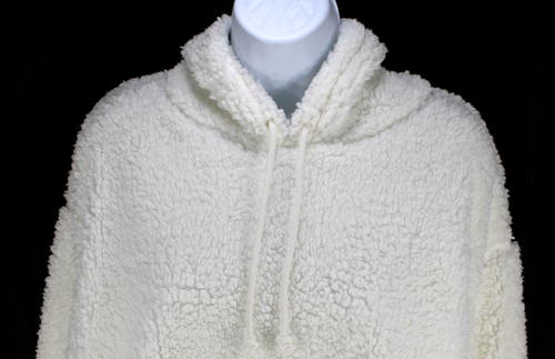 1.state Hoodie Women's L Soft Ecru Teddy Fleece Crop Comfycore Cottagecore - Picture 2 of 5