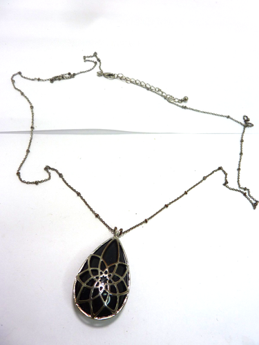 Collier vintage Onyx LONG 30'' ton ARGENT CAGE - Photo 2/7