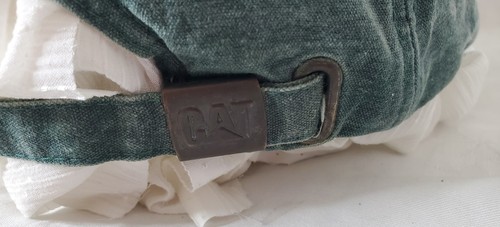 Vintage CAT Hat Adult Green Beige Suede Made In USA Caterpillar 80s Workwear - Picture 5 of 13