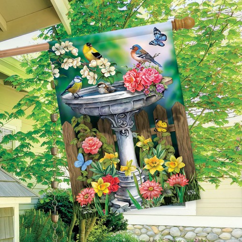 Briarwood Lane Birdbath in Bloom House Flag - Bild 7 von 8