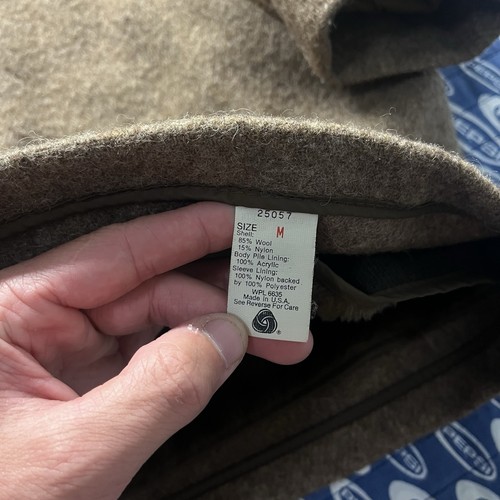 True Vintage 70s Woolrich Wool Coat Jacket AY3 Size Medium Tan Brown - Picture 8 of 13
