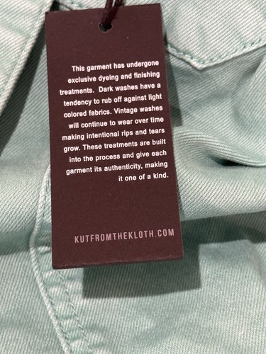 NEW Kut From the Kloth Medium Mint Green Jacket Crop Fray Hem NWT - Picture 7 of 9