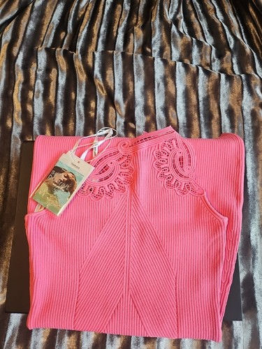 Self-Portrait Pink One Shoulder Ribbed Knit Mini Dress RRP320 Pink Brand New Tag - Picture 2 of 18
