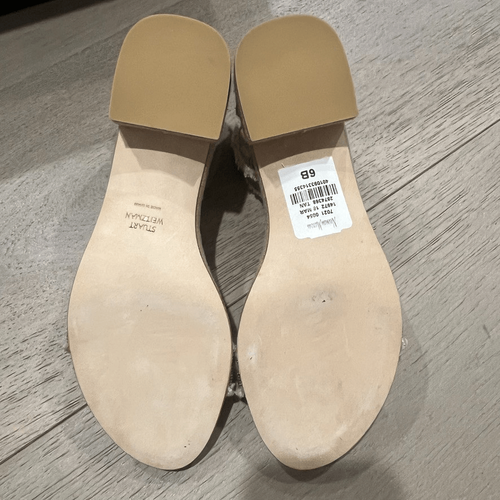 Stuart Weitzman Nudistchains Canvas Gold Sandals Tweed Block US 6 - Picture 2 of 15