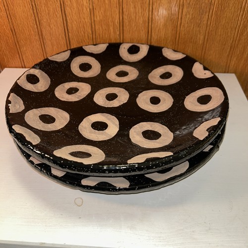 Mud Pie Circle Black Terracotta Platter. NEW - Picture 1 of 5