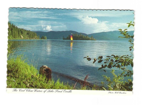 Das kühle klare Wasser des Lake Pend Oreille Odin Bay Vintage Postkarte UNP