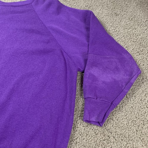 VTG Tultex Blank Sweatshirt Mens 2XL Purple Crew Neck Raglan Sleeve 90s Preppy - Picture 6 of 9
