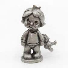 Little Girl with Doll HUDSON PEWTER - 1" Metal Miniature Figurine