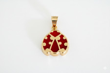 14k Solid Gold Red Lady Bug Pendant, Mini Lady Bug Charm, Red Enamel Necklace