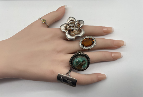 Vintage Lot Rings 50 pcs Most Sterling Semi Precious Stones Fashion Reseller - Picture 5 of 19