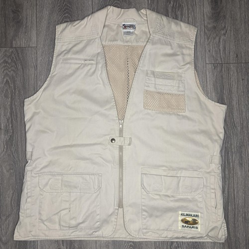 Walt Disney World Kilimanjaro Safaris Vest Mens Large Beige Utility Adventure - Foto 2 di 8