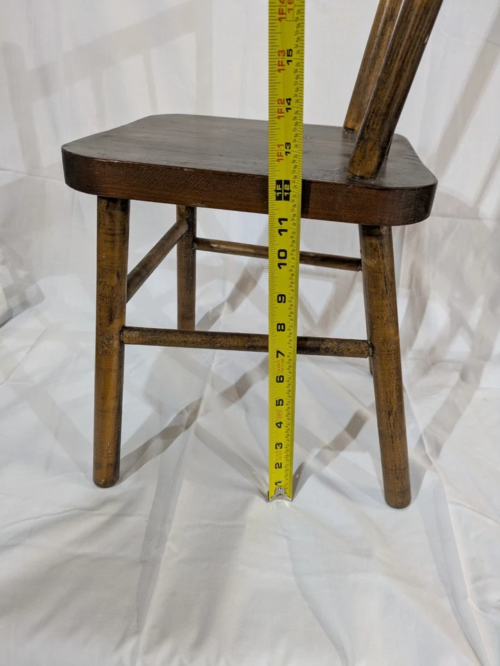 PAR DE SILLAS DE HUSILLO VINTAGE ANTIGUAS de madera primitivas para granja de campo Windsor Foto 4 de 4