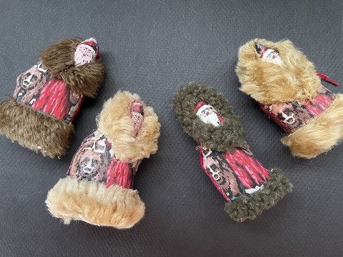 Vintage Folk Art Fabric Santa Figures Old World Primitive Country Christmas - Picture 2 of 3