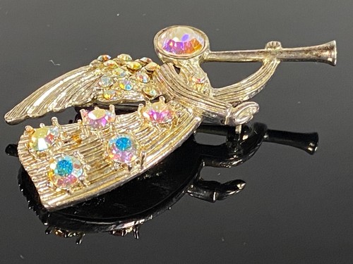 EISENBERG ICE Vintage Brosche goldfarben Engel Weihnachten Anstecknadel AB Steine - Bild 7 von 13