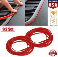 5M Car Door Panel Edge Gap Line Insert Molding Trim Strip Car Accessories Red US