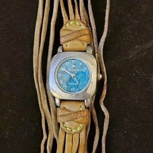 Silpada Watch Turquoise Face Leather Straps Needs Battery 8" In Length Rare - Picture 1 of 7
