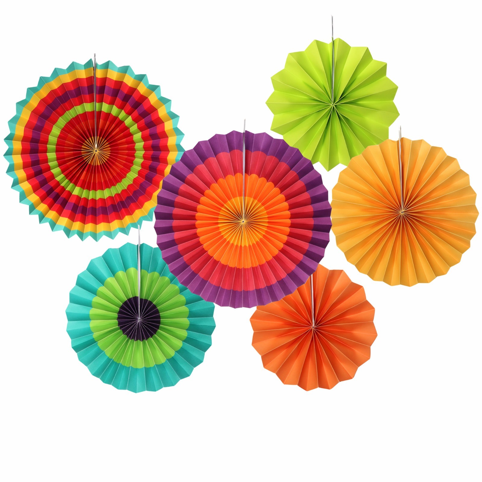 Bright Colourful Multicolour Display Chinese Paper Fan Concertina