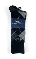 Polo Ralph Lauren Dress Argyle Soft 3 pack Black Grey Socks Men Size 10-13 BLKGY