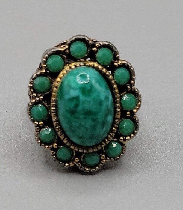 Vintage Western Tortoiseshell Faux Turquoise Ring… - image 11