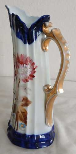 Victoria Carlsbad Austria Floral Porcelain Pitcher Ewer 7.4" Tall - Picture 2 of 20