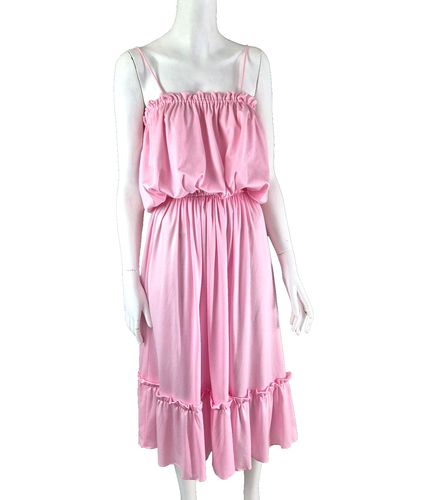 Vintage Pink Jersey 1970's Dress Disco Era Arc Size 16 Strappy Cocktail - 第 1/7 張圖片