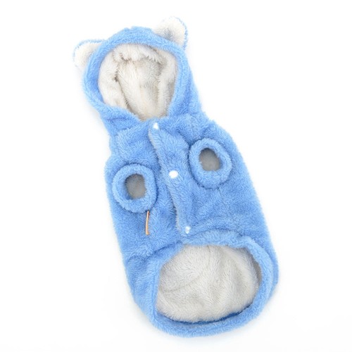 Blue Fleece Dog Coat Warm Plush Hoodie for Puppy Dog Clothes Clearance Sale - Picture 3 of 9