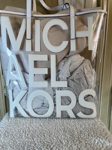 Neu mit Etikett Michael Kors Tasche "The Michael" transparent & optisch weiß Beuteltasche - Bild 1 von 13