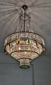 Antique-Vintage-Silver-Basket-Ceiling-Light-Brass-Crystal-Chandelier-Lighting