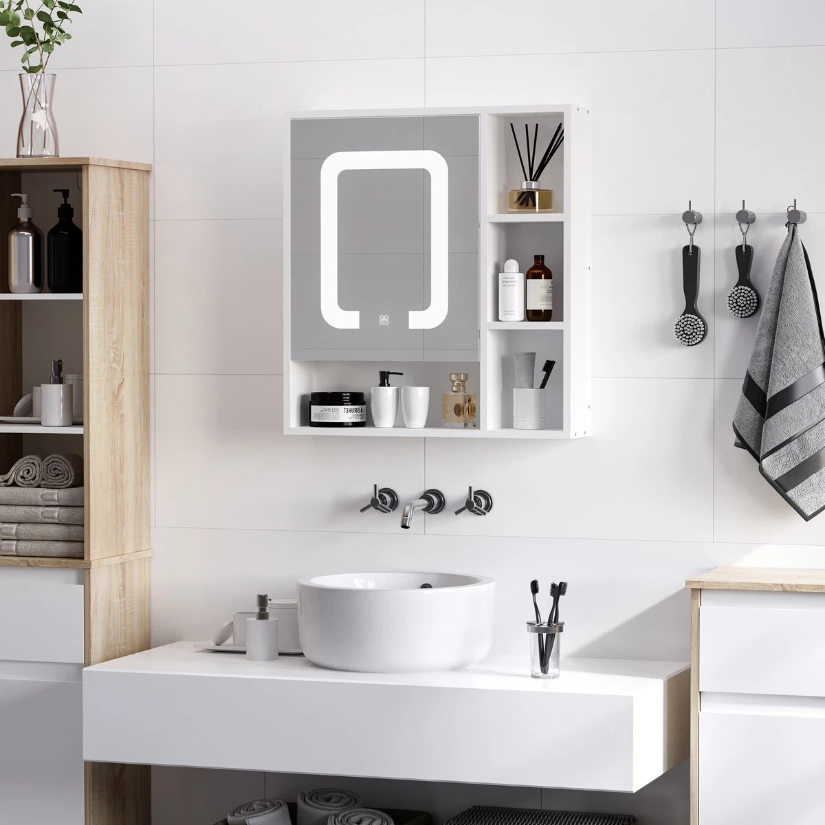 Bathroom mirror 2024 cabinet with shelf