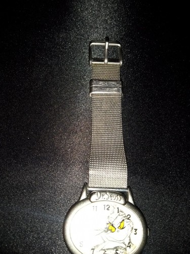 1998 DR SEUSS TIME WEAR GRINCH CHRISTMAS WATCH SILVER TONE WORKS - Picture 4 of 9