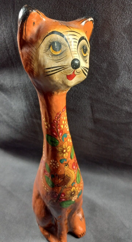 Vintage Tonala Jalisco Mexico Papier Mache Folk Art Cat Signed ARCO Handpainted - Picture 11 of 21