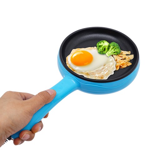 Non-Stick Round Mini Frying Pan Electric Skillet Blue 450W W/ Wooden Spatula NEW - Picture 11 of 16