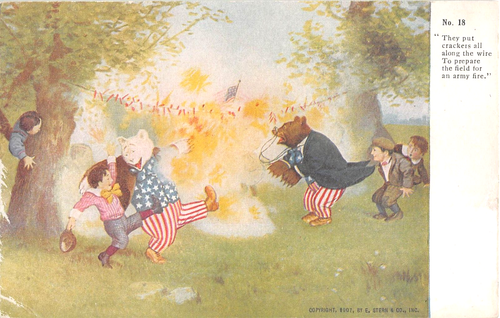 c.1907 Roosevelt Bears July 4th Firecrackers #18 post card Political Patriotic - Picture 1 of 2