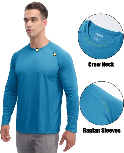 UPF50+ Men's Long Sleeve Sun Protection UV Shirts Rash Guard Hiking Running Tops - Picture 150 of 200