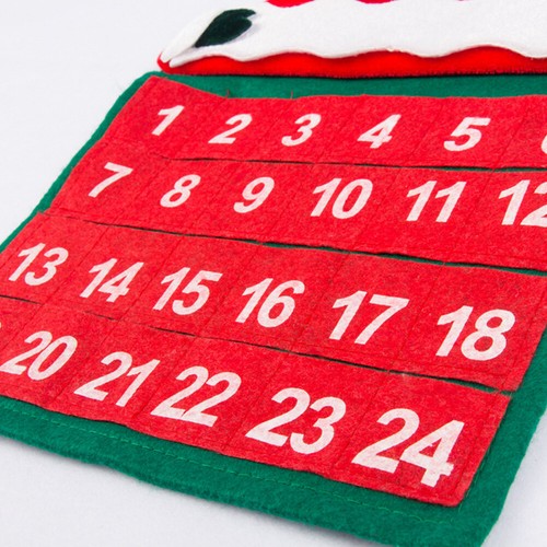 Christmas Advent Calendar Hanging Felt Santa Decoration with 24 Pocket Kids Gift - Picture 5 of 6