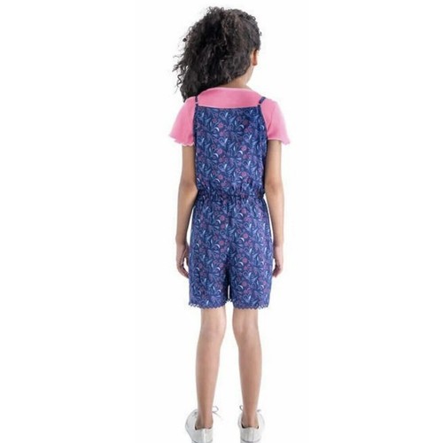 Blush by Us Angels Girl 2 Piece Romper T-Shirt Set, NAVY - PINK, XS 5/6  - Picture 3 of 5
