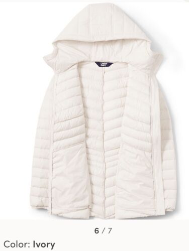 New ! Ivory Lands' End Women's Down Coat Puffer Jacket Plus size 1XL 16W 18W NWT - Picture 2 of 22