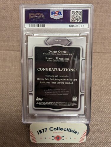 2022 Topps Sterling David Ortiz Pedro Martinez Dual Relic Auto /10 PSA 9 AUTO 9 - Picture 3 of 4