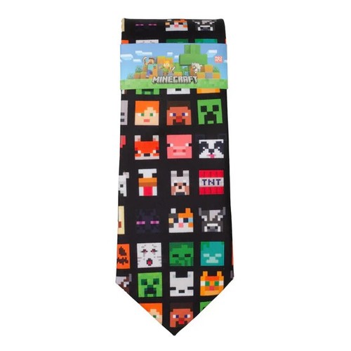 Minecraft Character Black Polyester Men's Neck Tie - Picture 7 of 7