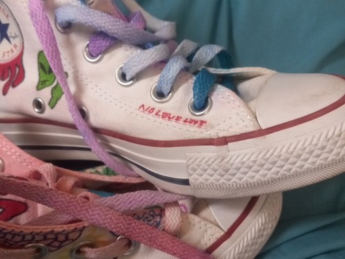 Custom Painted 1 of a kind Converse Chuck Taylor All Star High Tops Size Mens 5 - Picture 8 of 13