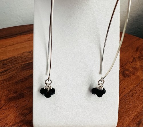 Silpada Obsidian Threader Sterling Silver Earrings - Picture 2 of 6