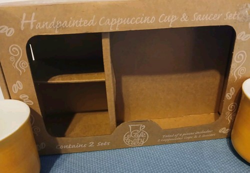 Cappuccino Coffee Cup Saucer Set Mustard: Cafe Society From Thailand/New In Box - Picture 9 of 9