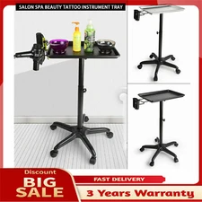 Salon Trolley Aluminum Trolley Hair Instrument Tray Caddy Black / Silver US Top