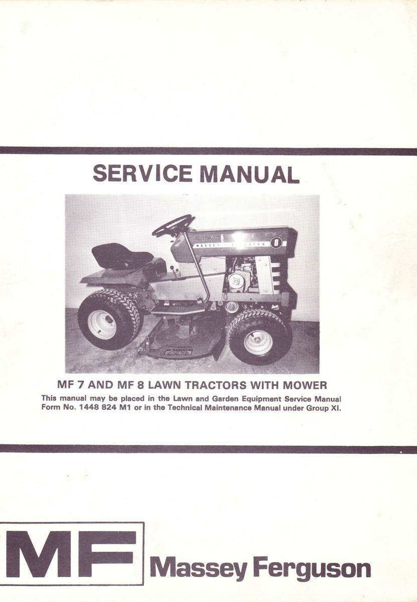 Service Manual Fits Massey Ferguson MF7 MF8 Lawn Tractors with