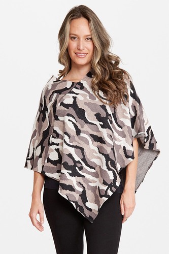 Poncho envolvente suéter tejido camuflaje cálido estilo Anthropologie para mujer - Imagen 2 de 32