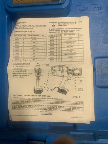 thomas and betts crimper BATTPAC LT COMPRESSION TOOL - Picture 11 of 13