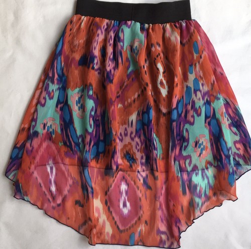 Girls Skirt size 10 NWT New Hi-low Lined Red Aztec Print Comfy Waist Flowy - Picture 9 of 12