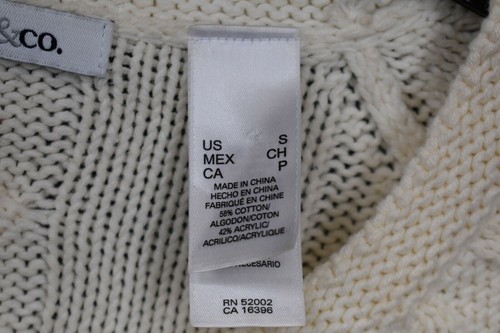 Liz & Co Womens Cream Cable Knit Cardigan Button Front Cotton Blend Jewel Neck S - Picture 7 of 7