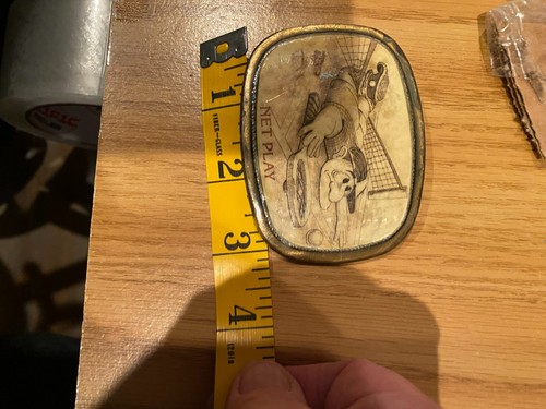 Tennis Humor Net Play Vintage Belt Buckle - Picture 3 of 3